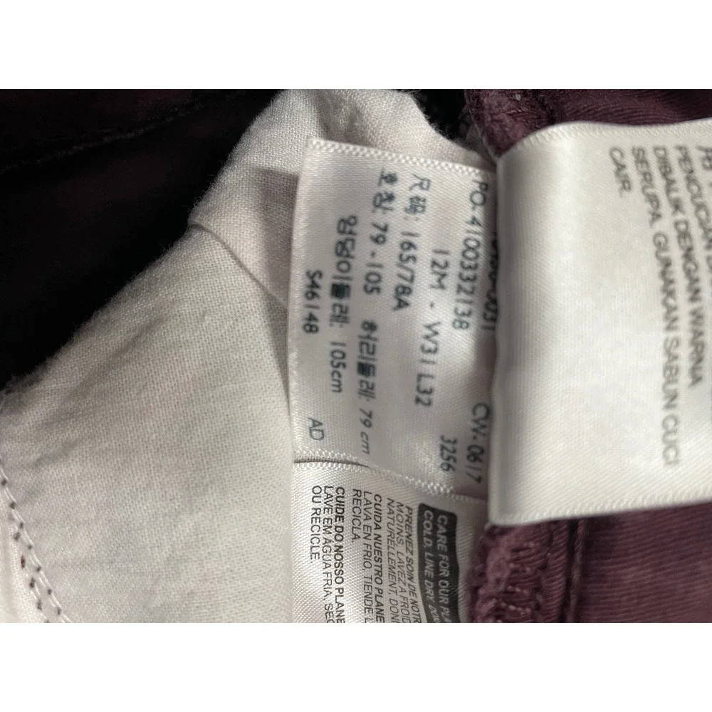 Levis‎ Pull On Jeggings Burgundy Wine Red Skinny Pants Women's Size 12M W31 L32